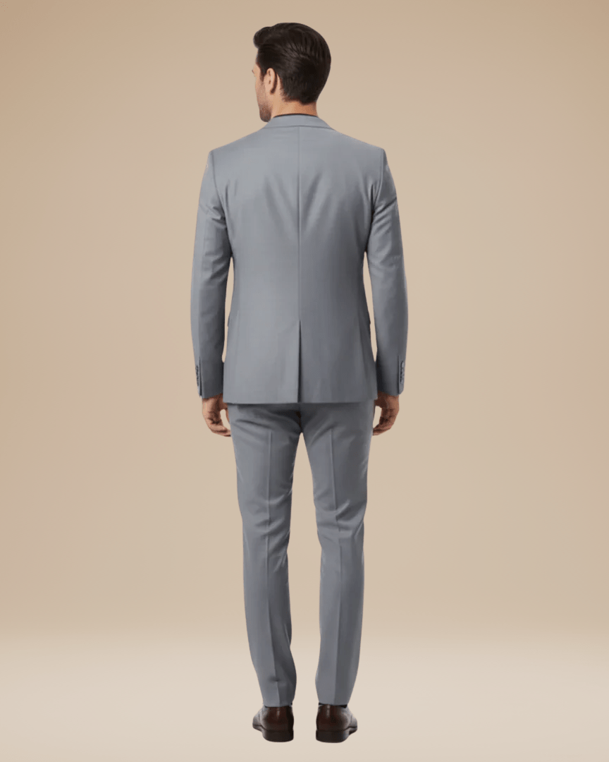 Men's two-piece suit with notch-lapel jacket and matching trousers