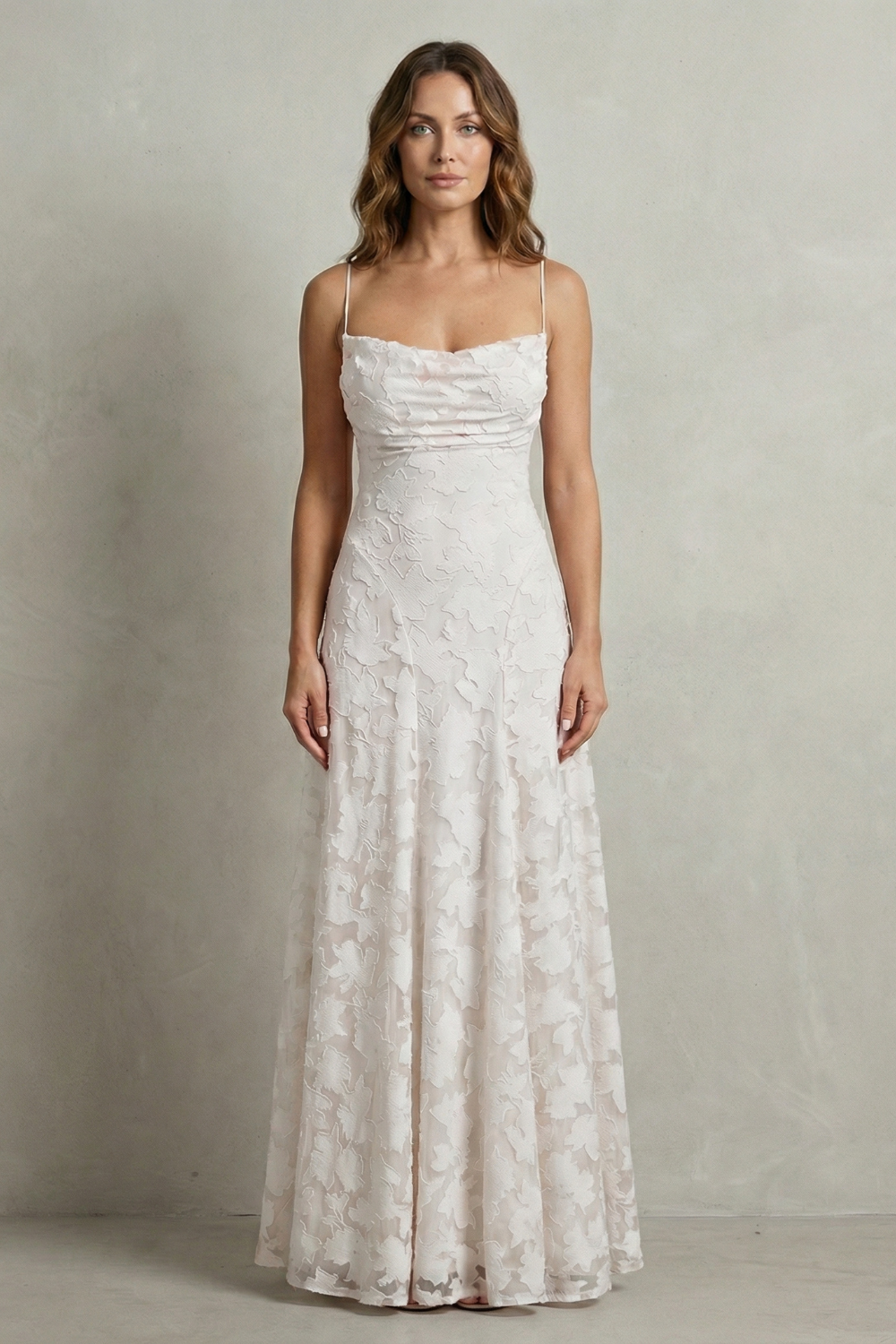 Women's floral maxi dress with ruched bodice and spaghetti straps