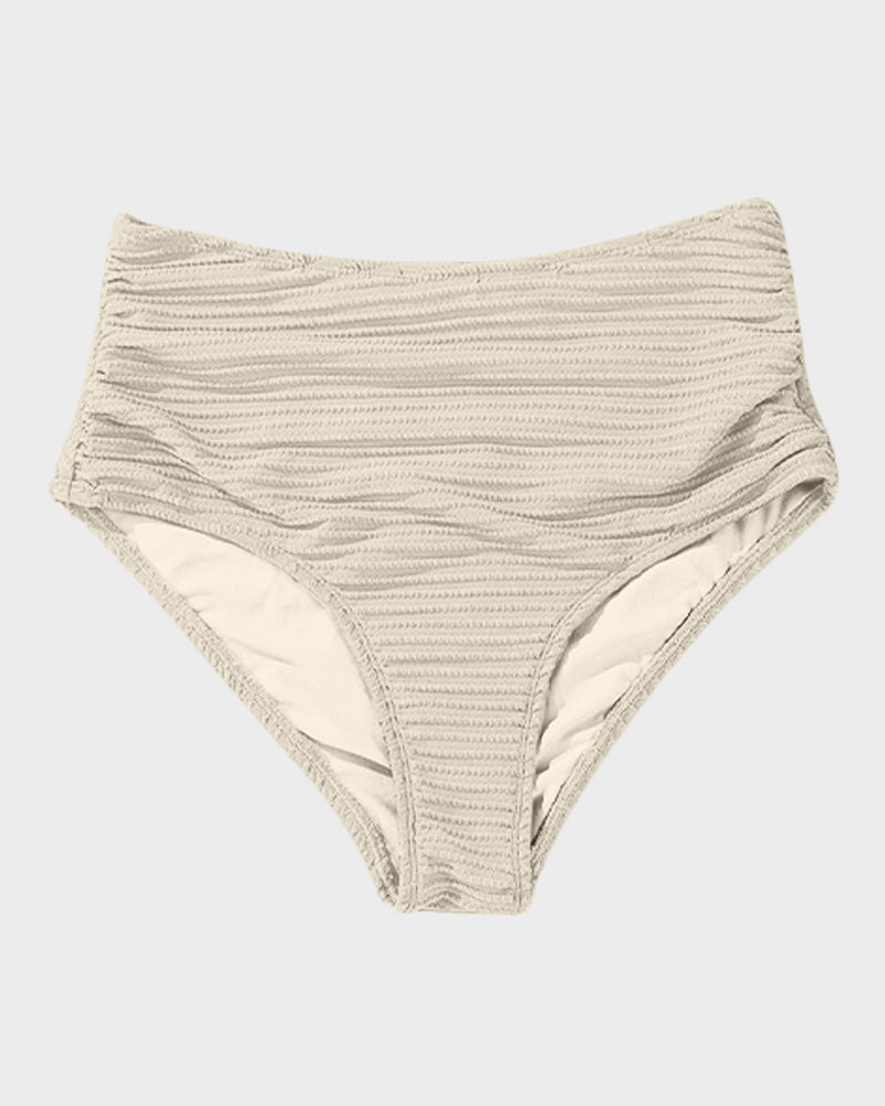 Women's textured knot-front bikini set with high-waisted briefs