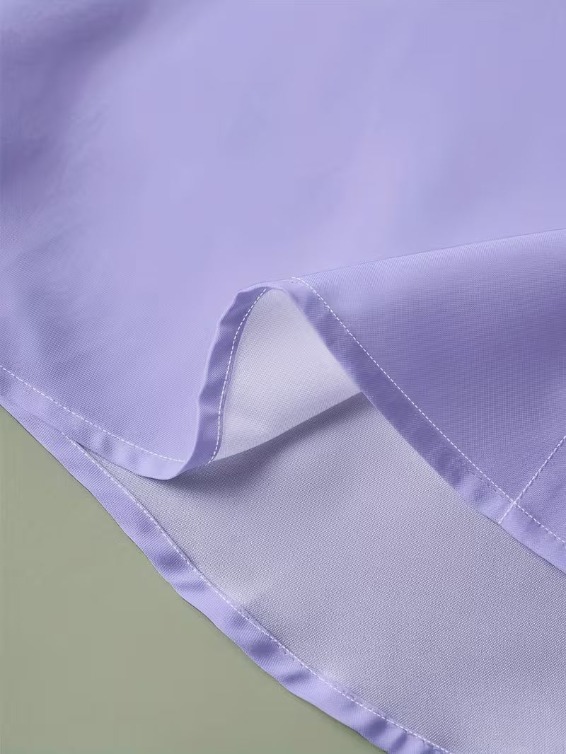 Men's long-sleeve grandad collar shirt with contrast-trim chest pocket