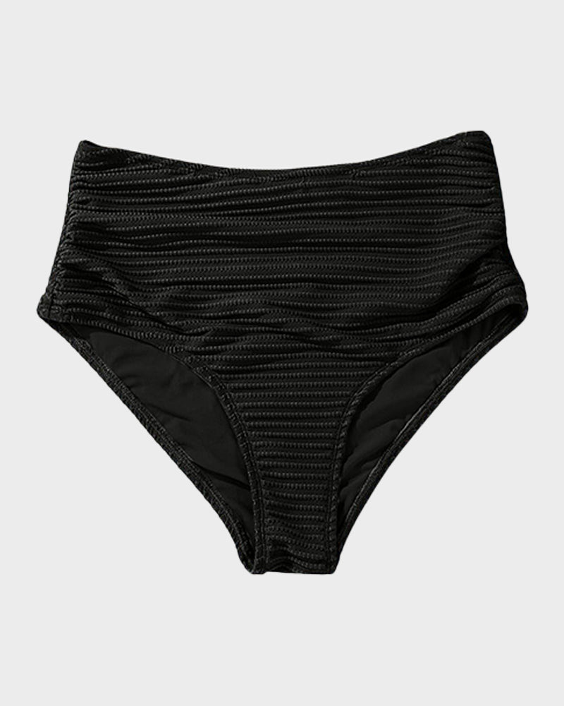 Women's textured knot-front bikini set with high-waisted briefs