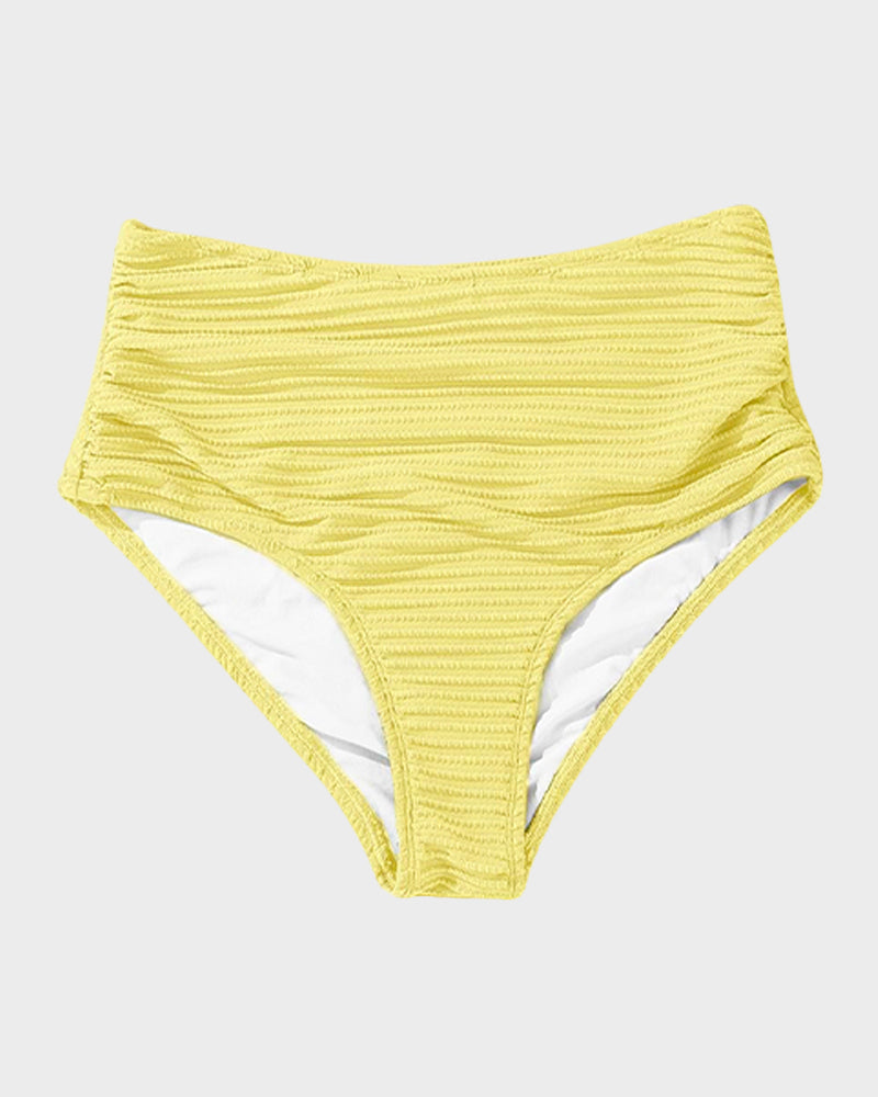 Women's textured knot-front bikini set with high-waisted briefs