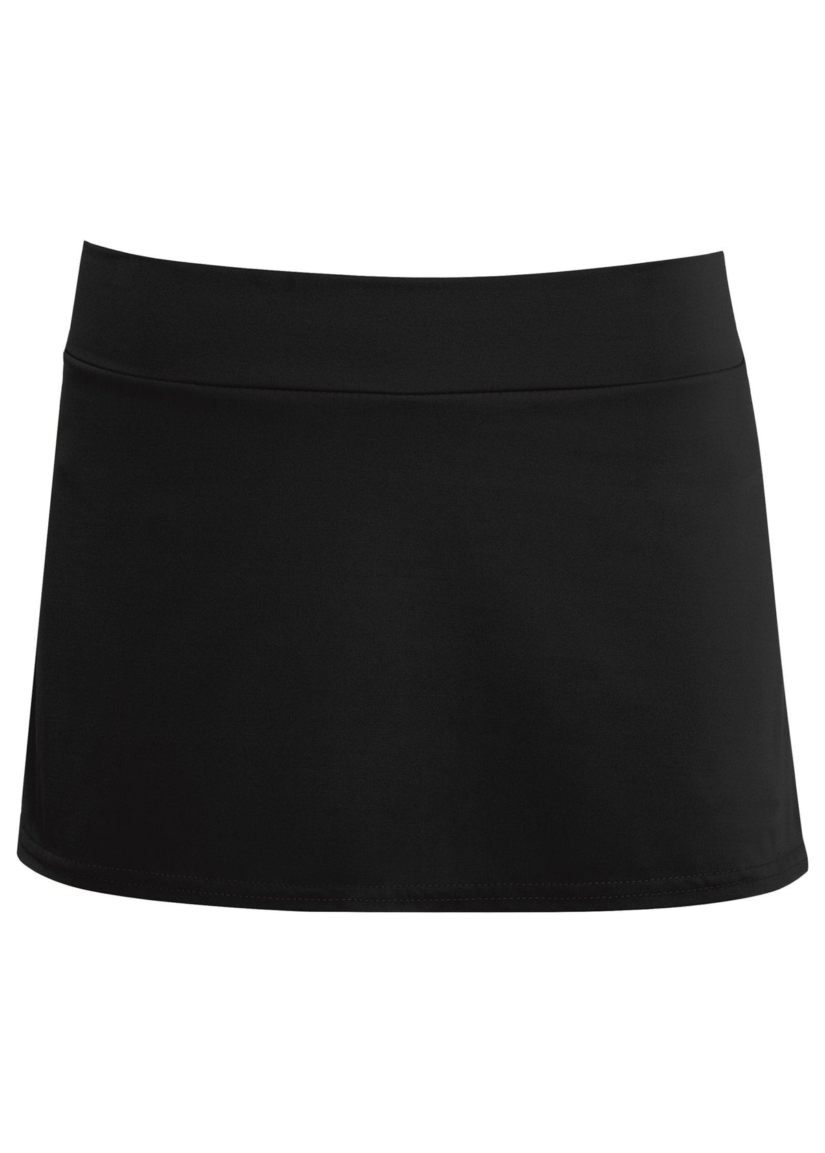 Women's black high-waisted swim bikini skirt with mini length