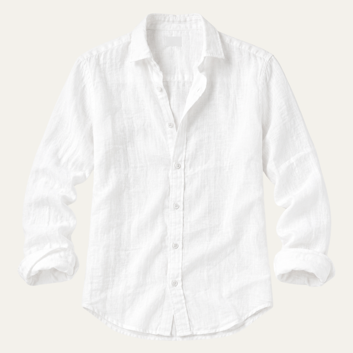 Men's plain casual shirt with open collar, button front and rolled sleeves