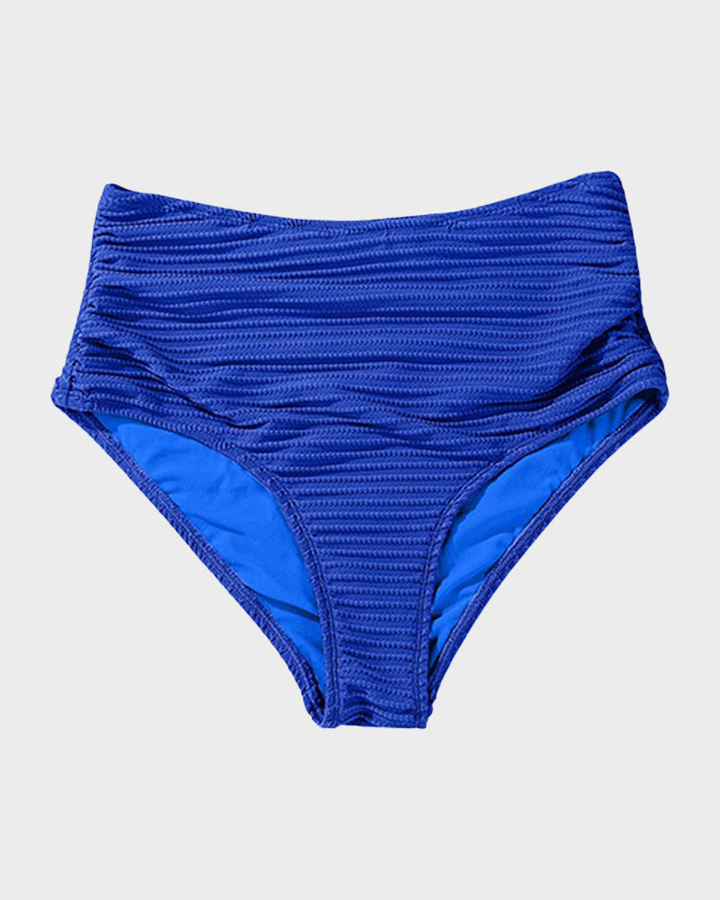 Women's textured knot-front bikini set with high-waisted briefs