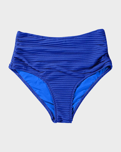 Women's textured knot-front bikini set with high-waisted briefs
