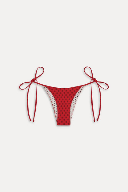Women's reversible polka dot bikini bottoms with tie sides
