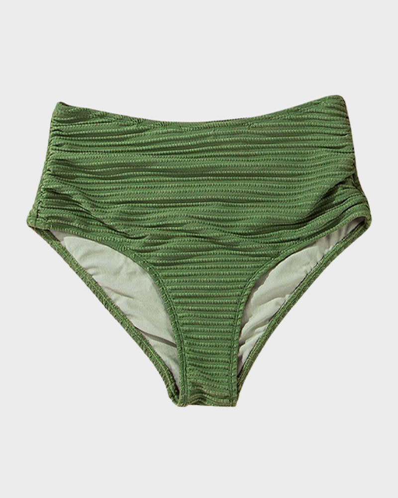 Women's textured knot-front bikini set with high-waisted briefs