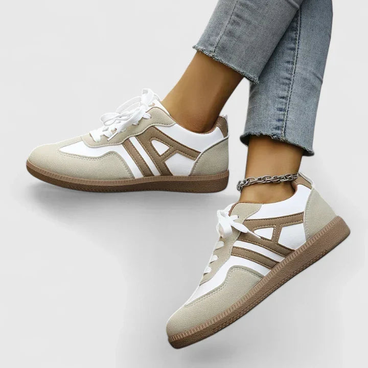 Women's Orthopedic Sneakers — Walking in Khaki & White