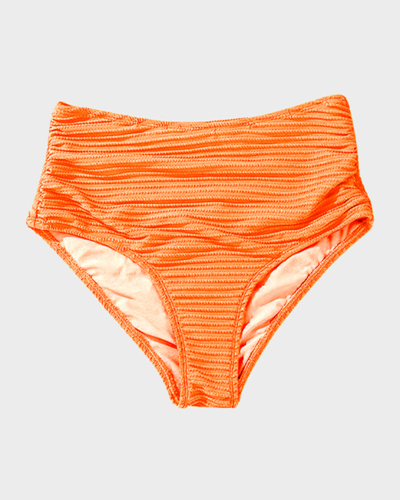 Women's textured knot-front bikini set with high-waisted briefs