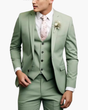 Men's slim fit three-piece suit with notched lapel jacket, button waistcoat and matching trousers