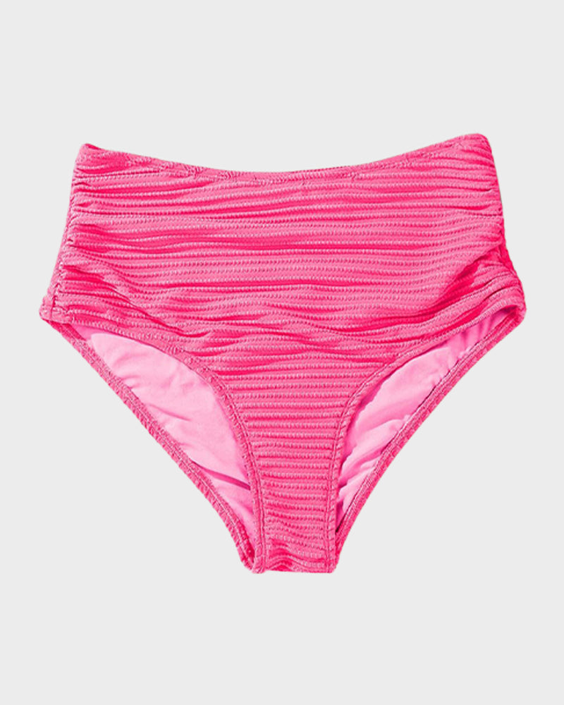 Women's textured knot-front bikini set with high-waisted briefs