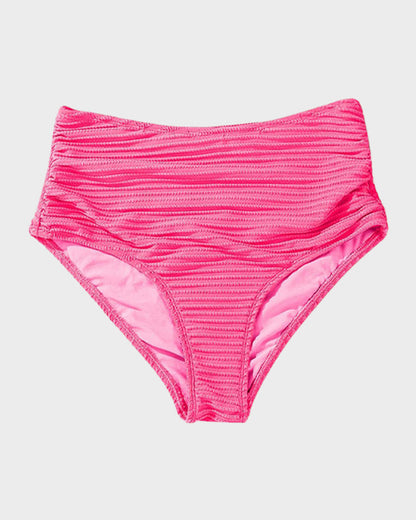 Women's textured knot-front bikini set with high-waisted briefs