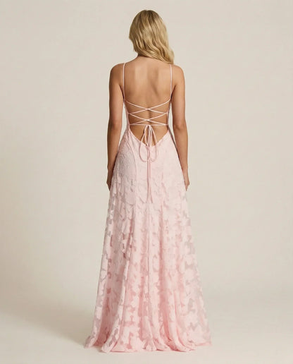 Women's floral maxi dress with square neckline, spaghetti straps and full floor-length skirt