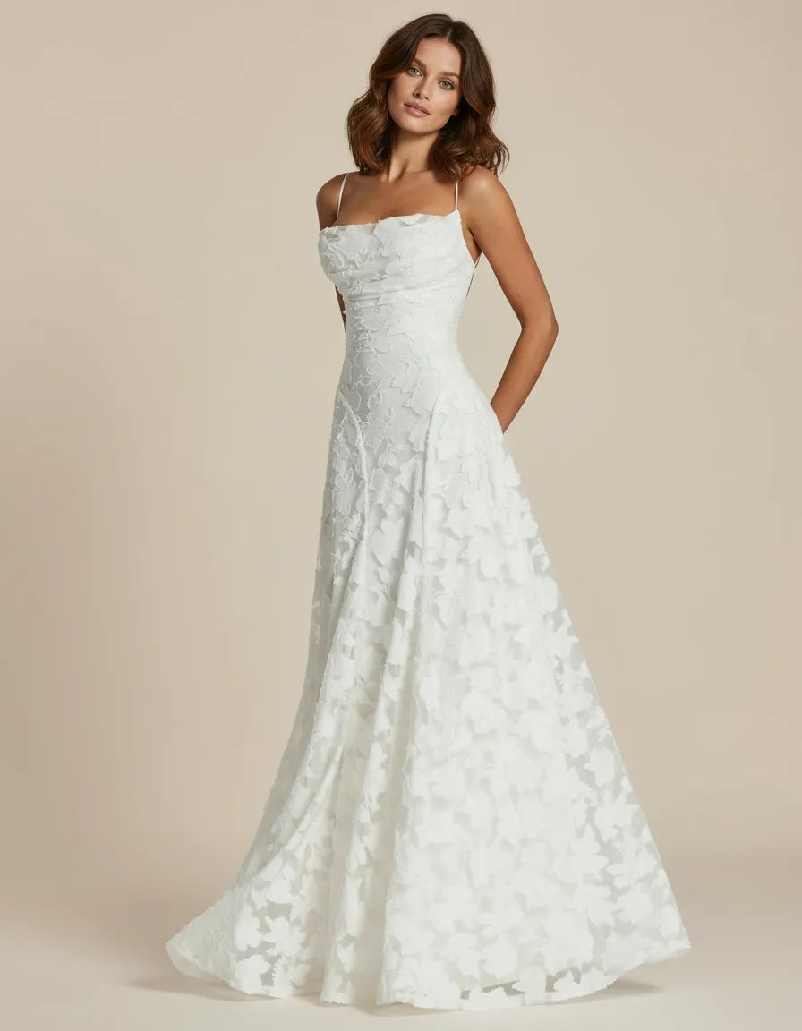 Women's floral maxi dress with square neckline, spaghetti straps and full floor-length skirt