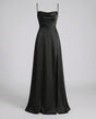 Women's cowl neck maxi dress with spaghetti straps and side slit