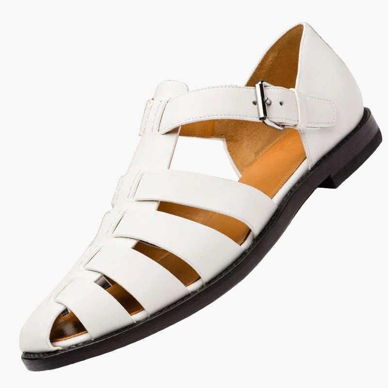 Men's multi-strap fisherman sandals with covered toe and side buckle