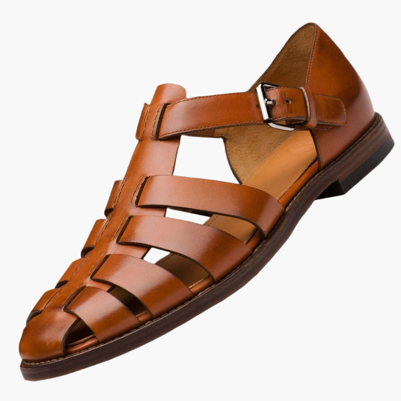 Men's multi-strap fisherman sandals with covered toe and side buckle