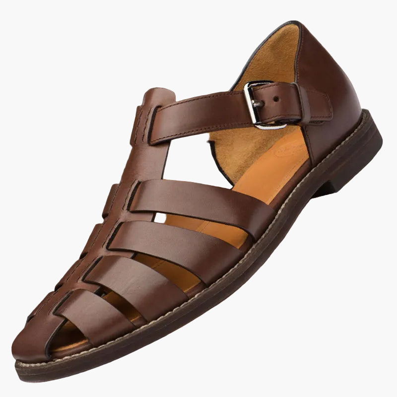 Men's multi-strap fisherman sandals with covered toe and side buckle