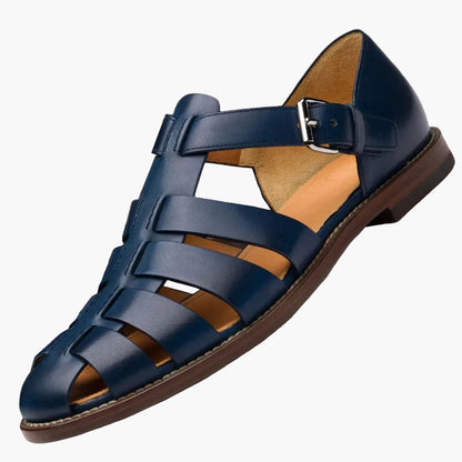 Men's multi-strap fisherman sandals with covered toe and side buckle
