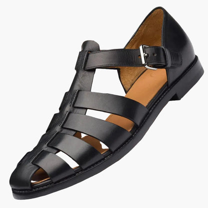 Men's multi-strap fisherman sandals with covered toe and side buckle