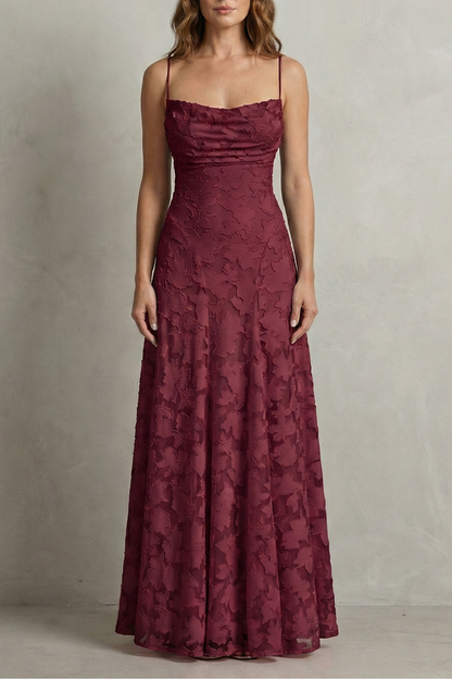 Women's floral maxi dress with ruched bodice and spaghetti straps