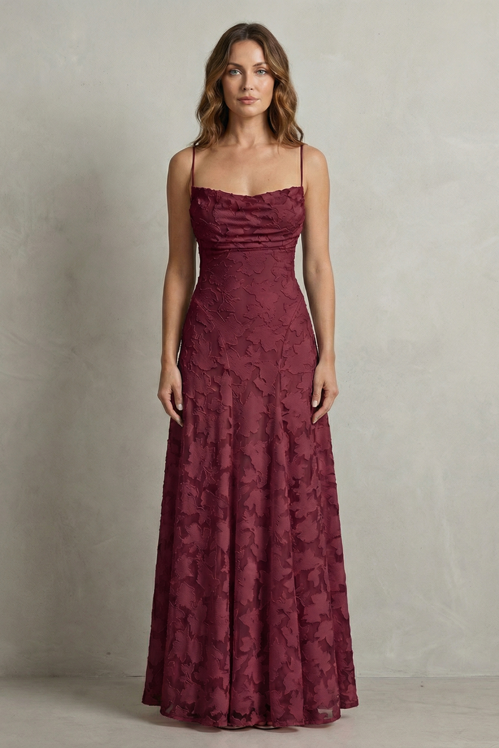 Women's floral maxi dress with ruched bodice and spaghetti straps