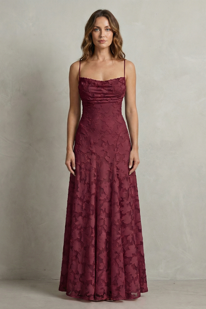 Women's floral maxi dress with ruched bodice and spaghetti straps