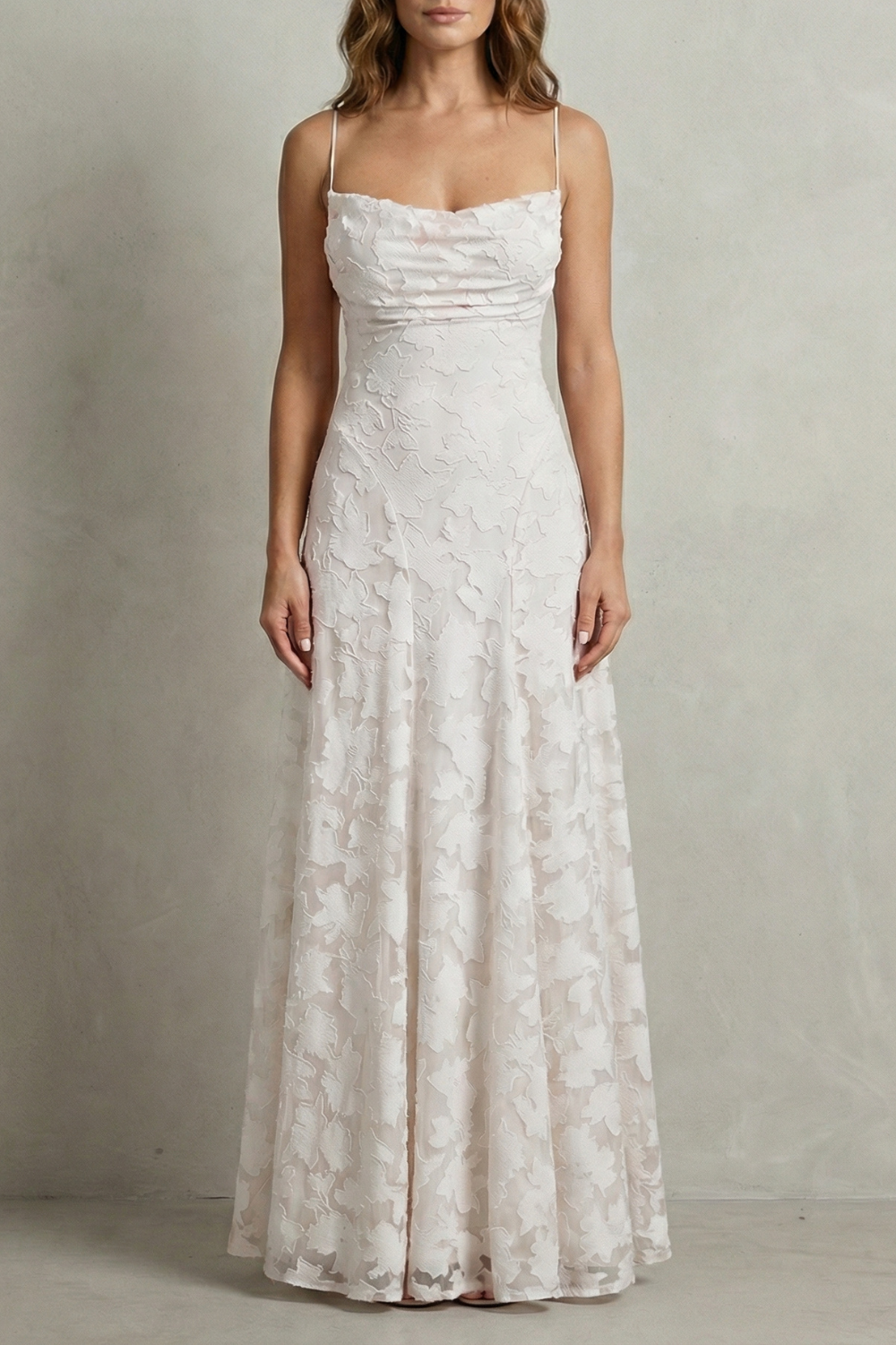 Women's floral maxi dress with ruched bodice and spaghetti straps