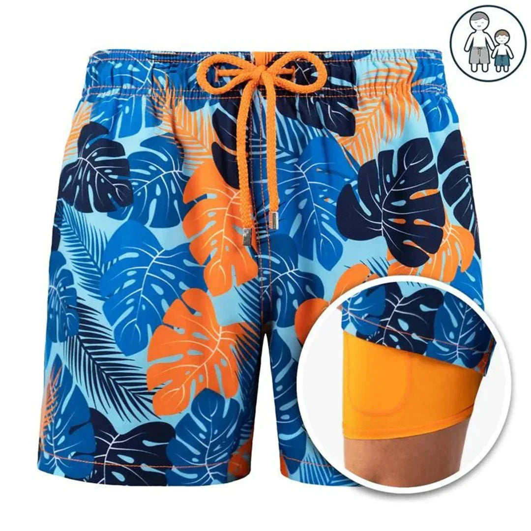 Men's plain mid-length swim shorts with elasticated drawstring waist and side pockets