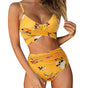 Women's high-waisted floral bikini with wrap top and ruched briefs