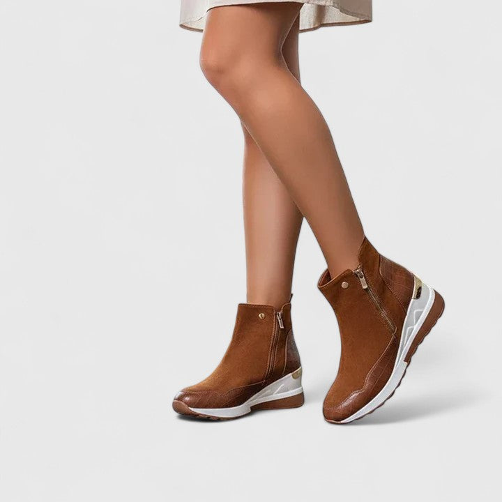 Women's Orthopedic Zip-Up Wedge-Heel Ankle Boots — Walking