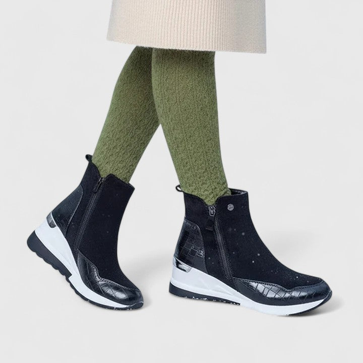 Women's Orthopedic Zip-Up Wedge-Heel Ankle Boots — Walking