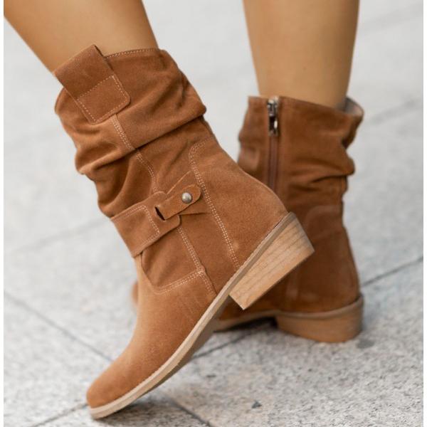Women's Comfort Side-Zip Low-Heel Mid-Calf Boots — Everyday