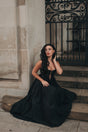 Vestido largo de mujer tipo corsé con cordones, sin mangas y de flores