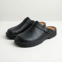 Men's closed-toe mule shoes with buckle straps and raised black soles