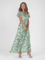 Women's floral maxi dress with V-neckline and short sleeves