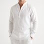 Men's solid mandarin collar shirt with long sleeves and button placket