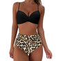 Women's high-waisted leopard print twist-front bikini set