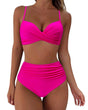Women's high-waisted leopard print twist-front bikini set