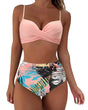 Women's high-waisted leopard print twist-front bikini set