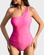 Women's asymmetric one-shoulder one-piece swimsuit with ruched waist