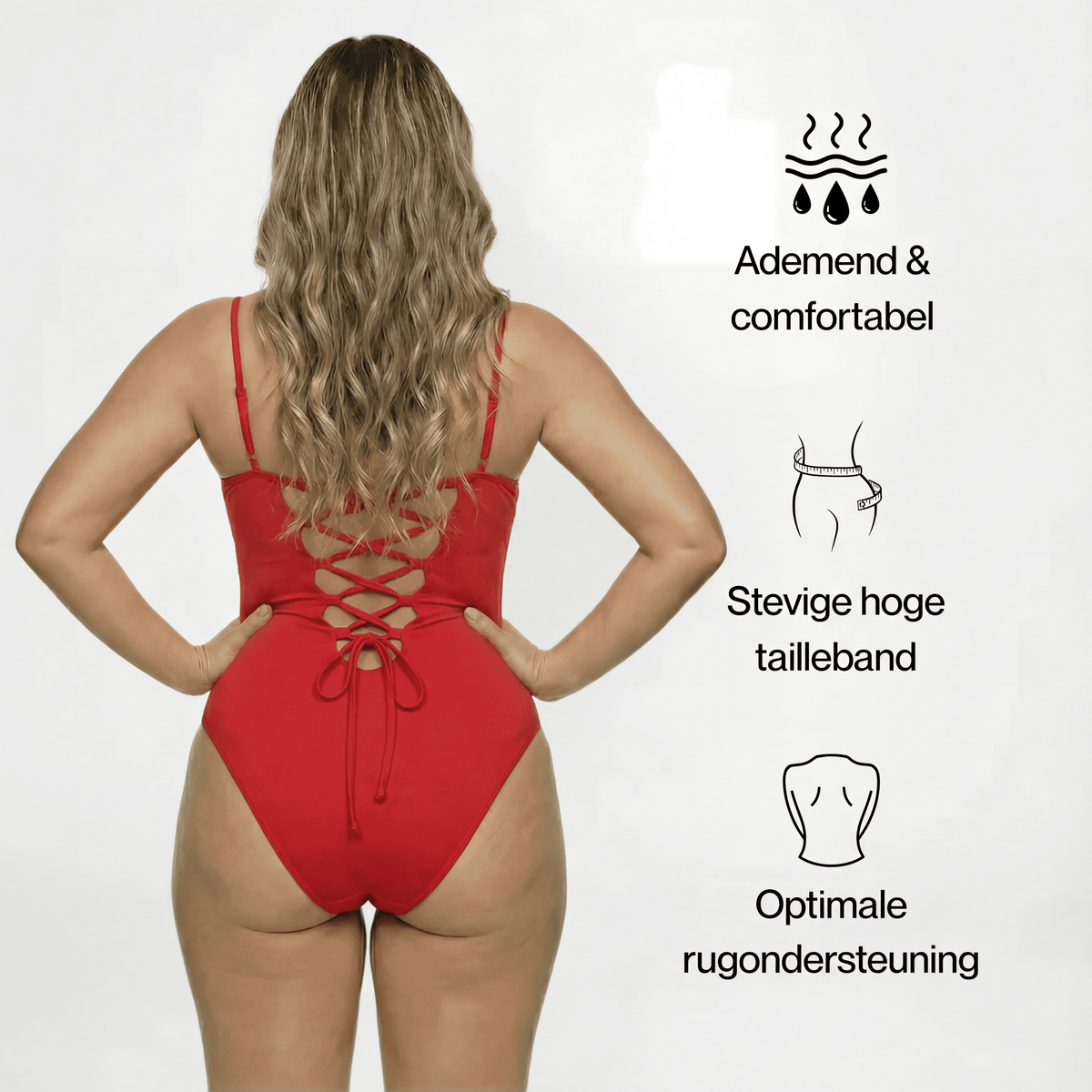 Women's one-piece swimsuit with scoop neckline and narrow adjustable straps