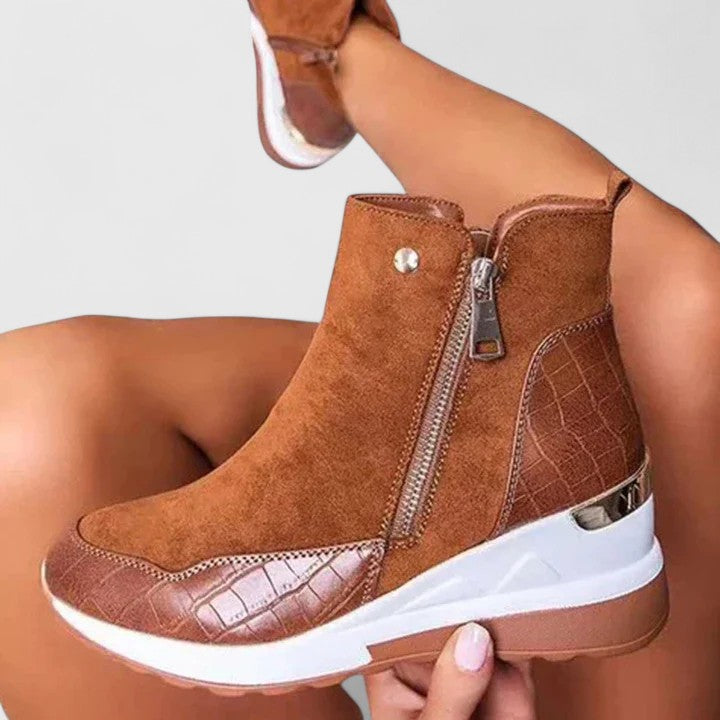 Women's Orthopedic Zip-Up Wedge-Heel Ankle Boots — Walking