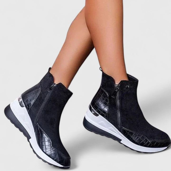 Women's Orthopedic Zip-Up Wedge-Heel Ankle Boots — Walking
