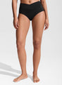 Women's high-waisted bikini bottoms with V cross waist detail