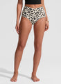 Women's high-waisted bikini bottoms with V cross waist detail