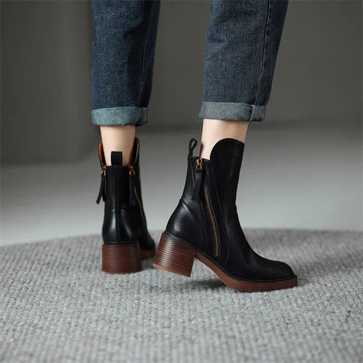 Women's Orthopedic Zip-Up Block-Heel Ankle Boots — Winter