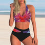 Women's printed wrap-front bikini set with high-waisted briefs