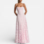 Women's floral square-neck maxi dress with spaghetti straps and floor-length skirt